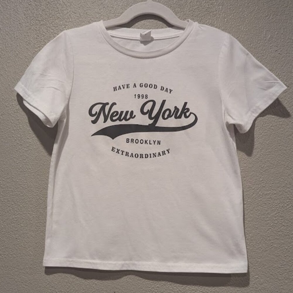 SHEIN Girls White “New York” Graphic T-Shirt | Size 7